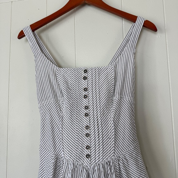 Anthropologie Women's Striped Midi Dress Smocked Back Size 00 Cowgirl Prairie - Picture 6 of 15